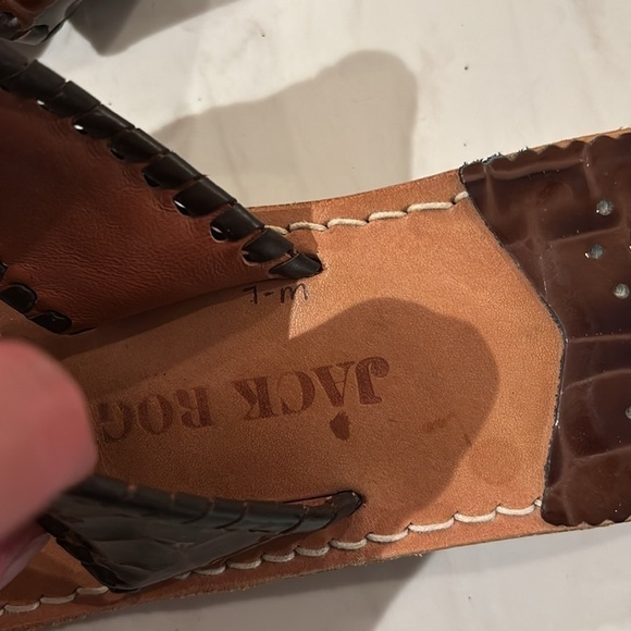 Jack Rogers Brown Embossed Croc Sandal - Picture 2 of 5